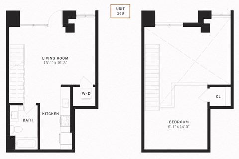 Floor plan for 1 bed, 1 bath, 705 sqft